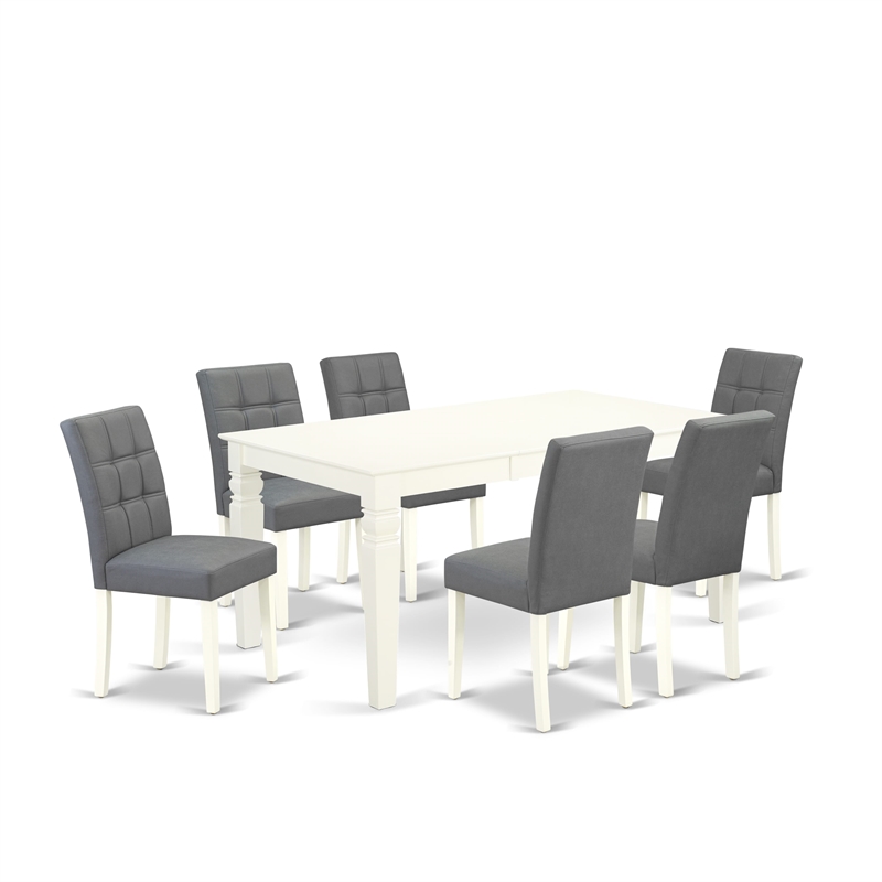 Pemberly Row 7-Piece Rectangular Dining Table Set Rubberwood White/Gray
