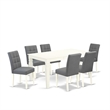 Pemberly Row 7-Piece Rectangular Dining Table Set Rubberwood White/Gray