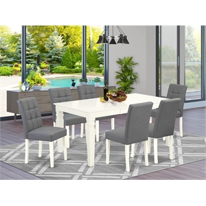 Pemberly Row 7-Piece Rectangular Dining Table Set Rubberwood White/Gray