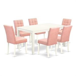 Pemberly Row 7-Piece Rectangular Rubberwood Dining Table White/Red Beige