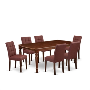 Pemberly Row 7-Piece Mahogany Dining Set with Rectangular Butterfly Table