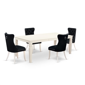 Pemberly Row 5-Piece Dining Set with Butterfly Leaf in Linen White