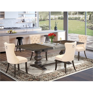 Pemberly Row 5-Piece Dining Set with Butterfly Leaf in Jacobean Finish