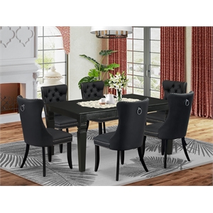 pemberly row 7-piece dining set with butterfly leaf in black and dark gray