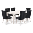 Pemberly Row 7-Piece Dining Set with Faux Leather Seats in Linen White/Dark Gray