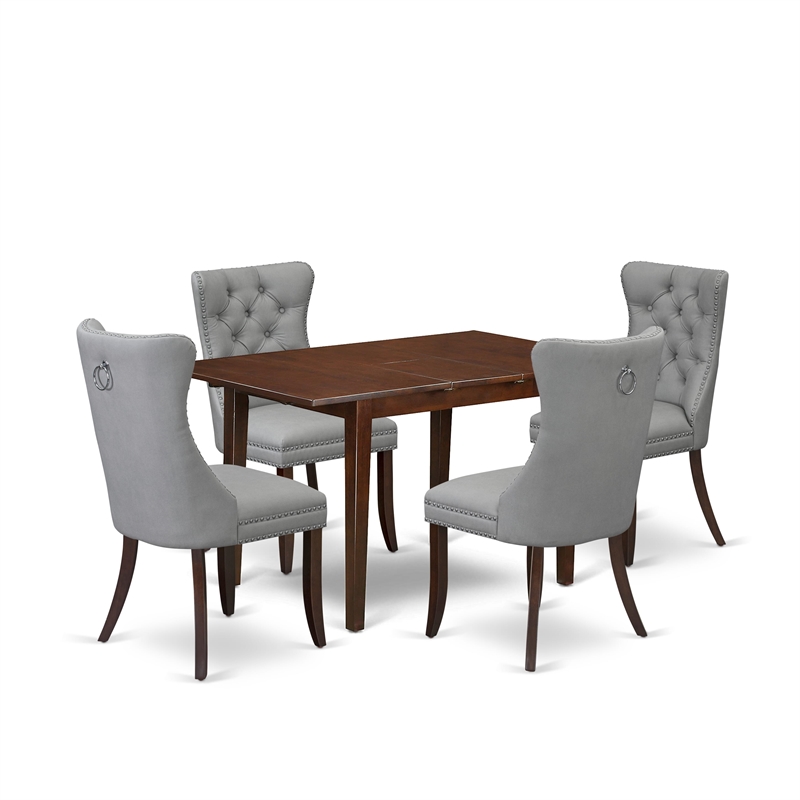 Pemberly Row 5-Piece Dining Table Set with Butterfly Leaf in Light Gray