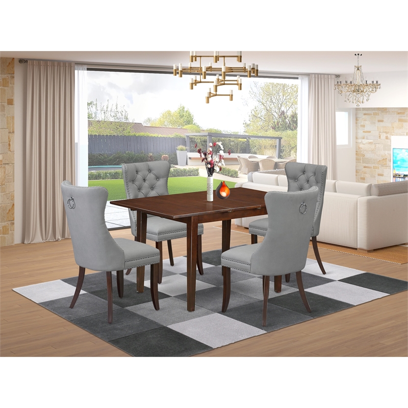 Pemberly Row 5-Piece Dining Table Set with Butterfly Leaf in Light Gray
