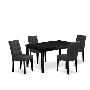 Pemberly Row 5-Piece Dining Set with Rectangular Table and Faux Leather Chairs