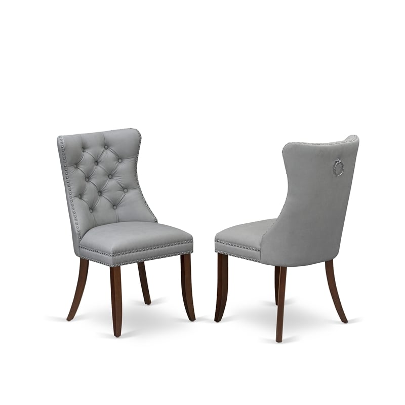 Pemberly Row 7-Piece Dining Set in Mahogany Wood with Light Gray Upholstery