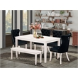 Pemberly Row 6-Piece Dining Set in Linen White Finish with Black Upholstery