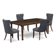 Pemberly Row 5-Piece Dinette Set in Wood Mahogany & Platinum Gray