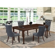Pemberly Row 5-Piece Dinette Set in Wood Mahogany & Platinum Gray