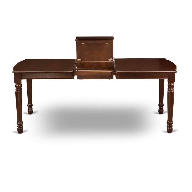 Pemberly Row 5-Piece Dining Table Set with Mahogany Finish and Black Upholstery