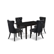 Pemberly Row 5-Piece Wood Dining Table Set in Black/Dark Gray Upholstery