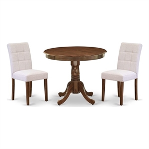 Pemberly Row 3-Piece Kitchen Table Set with Antique Walnut Finish