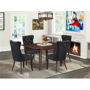 Pemberly Row 5-Piece Dining Set with Butterfly Leaf in Mahogany and Gray