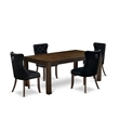 Pemberly Row 5-Piece Rectangular Dining Set in Distressed Jacobean and Black