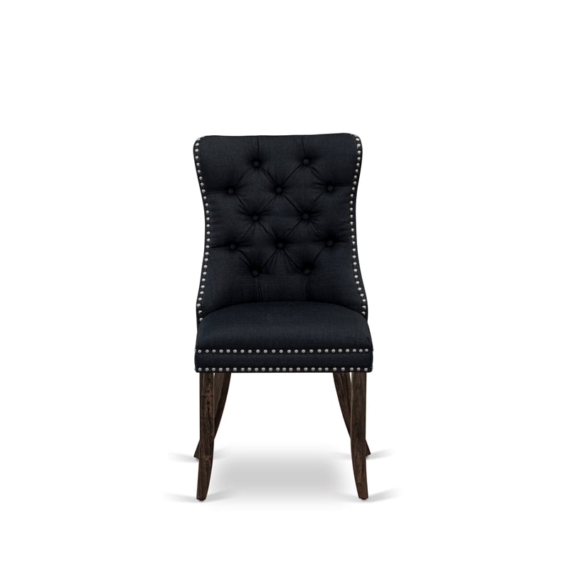 Pemberly Row 5-Piece Rectangular Dining Set in Distressed Jacobean and Black