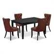Pemberly Row 5-Piece Rubberwood Dining Set in Black and Burgundy