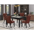 Pemberly Row 5-Piece Rubberwood Dining Set in Black and Burgundy