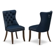 Pemberly Row Parson Dining Chair in Navy Faux Leather (Set of 2)