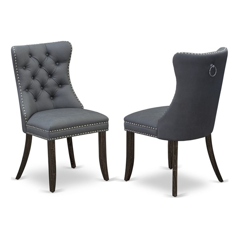 Pemberly Row Parson Dining Chair in Platinum Gray Faux Leather (Set of 2)