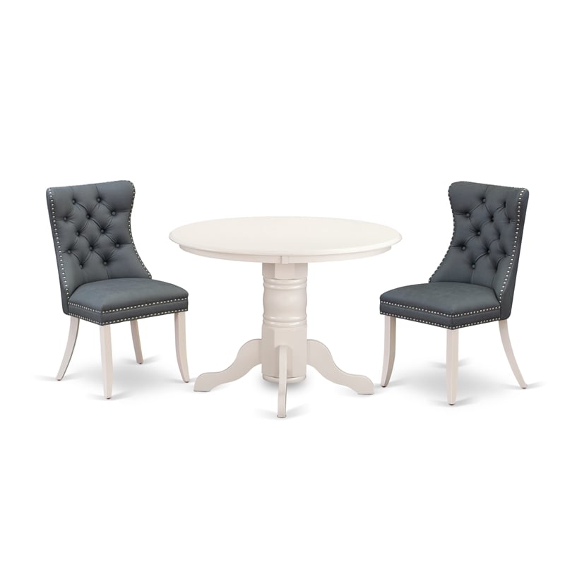 Pemberly Row 3-Piece Kitchen Set in Wood Linen White and Platinum Gray