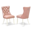 Pemberly Row Parson Dining Chairs in Beige Red Faux Leather (Set of 2)