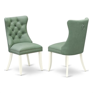 Pemberly Row Parson Dining Chairs in Willow Green Faux Leather (Set of 2)