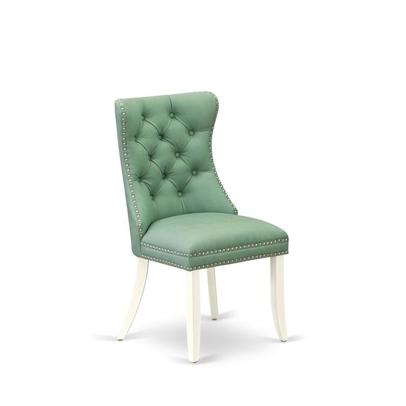 Pemberly Row Parson Dining Chairs in Willow Green Faux Leather (Set of 2)