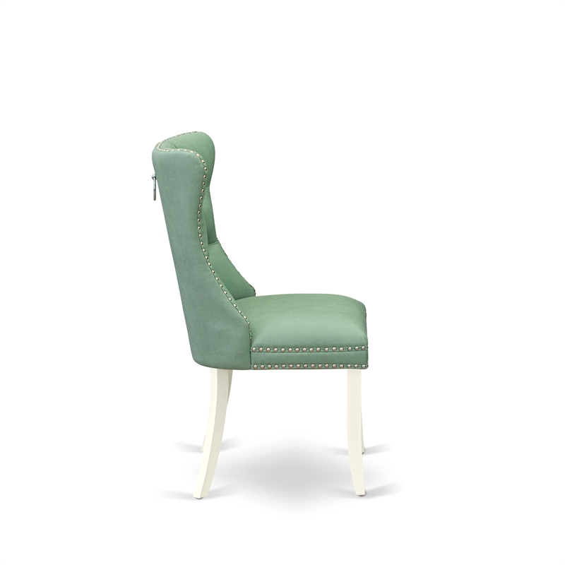 Pemberly Row Parson Dining Chairs in Willow Green Faux Leather (Set of 2)