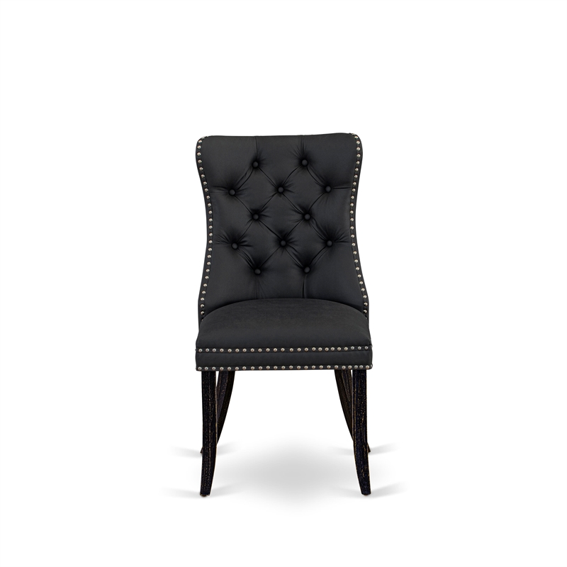 Pemberly Row Parson Dining Chairs in Dark Gray Faux Leather (Set of 2)