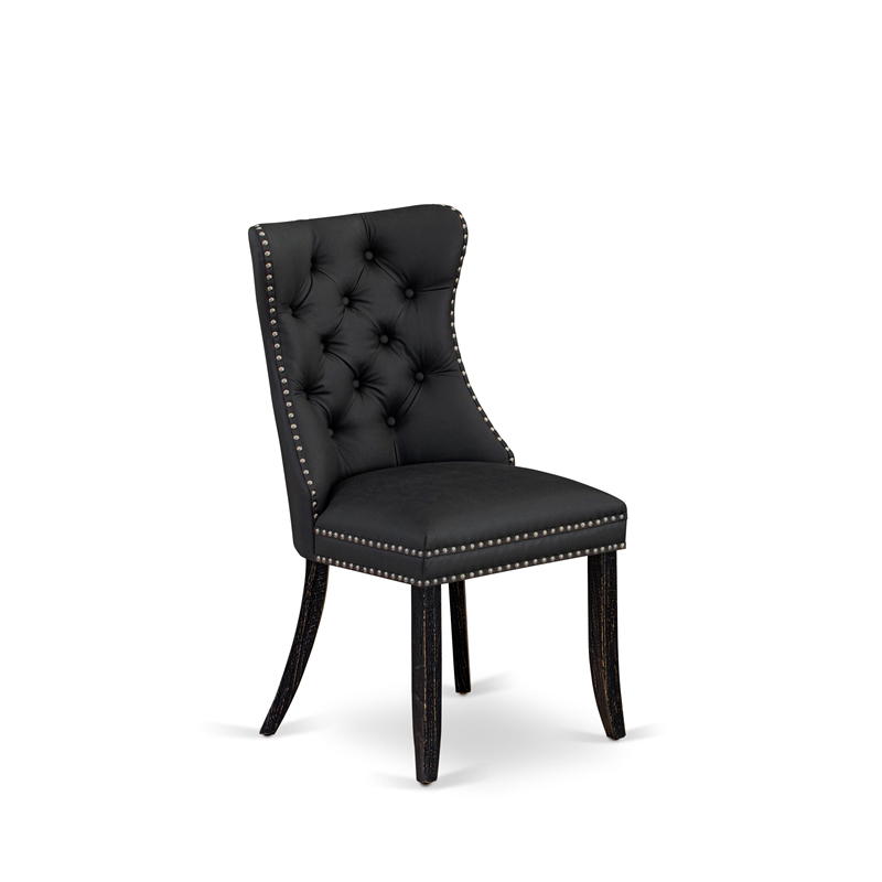Pemberly Row Parson Dining Chairs in Dark Gray Faux Leather (Set of 2)