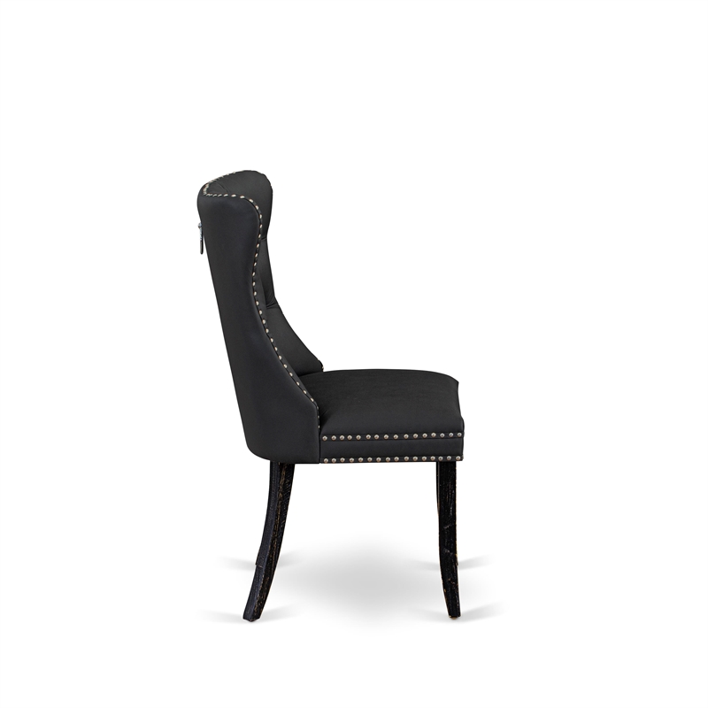 Pemberly Row Parson Dining Chairs in Dark Gray Faux Leather (Set of 2)