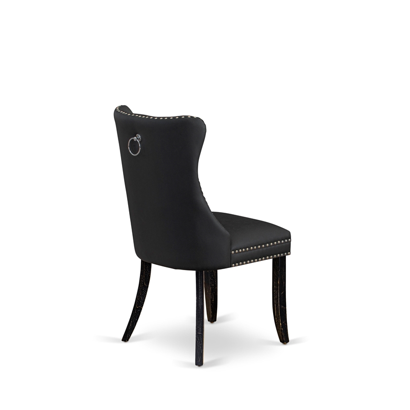 Pemberly Row Parson Dining Chairs in Dark Gray Faux Leather (Set of 2)