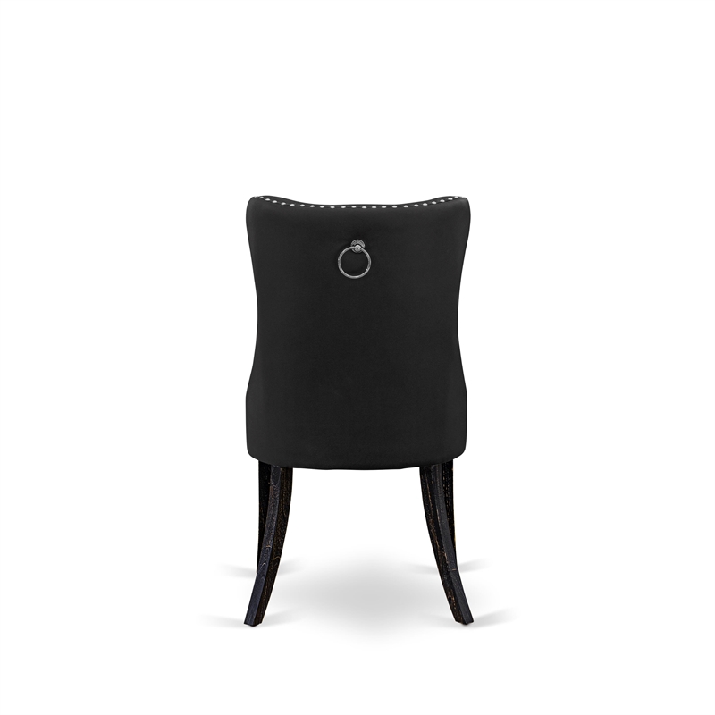 Pemberly Row Parson Dining Chairs in Dark Gray Faux Leather (Set of 2)