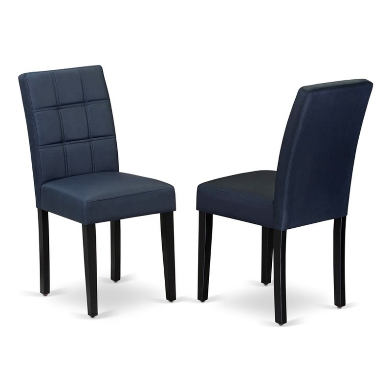 Pemberly Row Faux Leather Parson Dining Chair Set of 2 - Dark Navy Blue