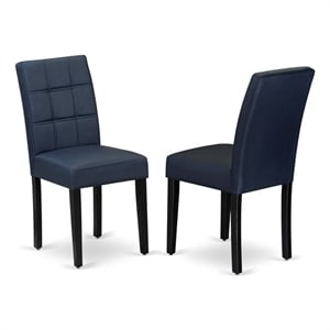 Pemberly Row Faux Leather Parson Dining Chair Set of 2 - Dark Navy Blue