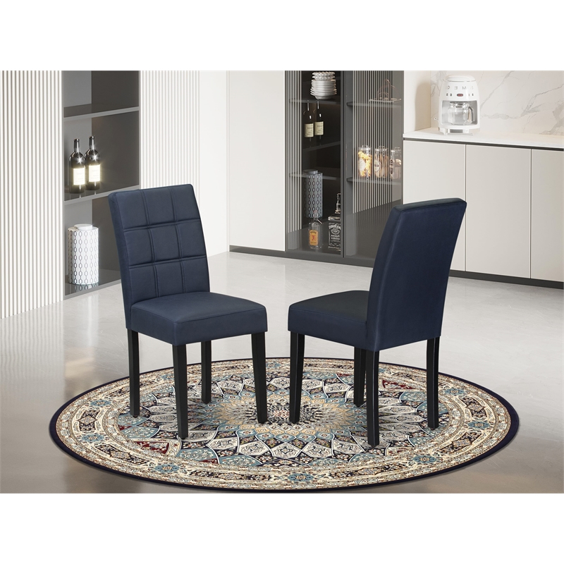 Pemberly Row Faux Leather Parson Dining Chair Set of 2 - Dark Navy Blue