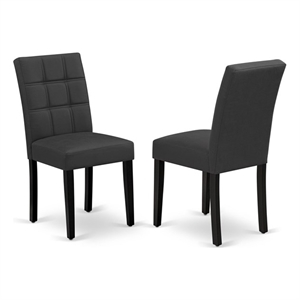 Pemberly Row Faux Leather Parson Dining Chair Set of 2 - Dark Gray