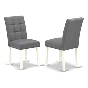 Pemberly Row Faux Leather Parson Dining Chair Set of 2 - Platinum Gray