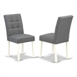Pemberly Row Faux Leather Parson Dining Chair Set of 2 - Platinum Gray
