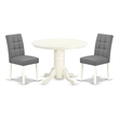 Pemberly Row 3-Piece Pedestal Dining Set in Linen White and Platinum Gray