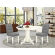 Pemberly Row 3-Piece Pedestal Dining Set in Linen White and Platinum Gray