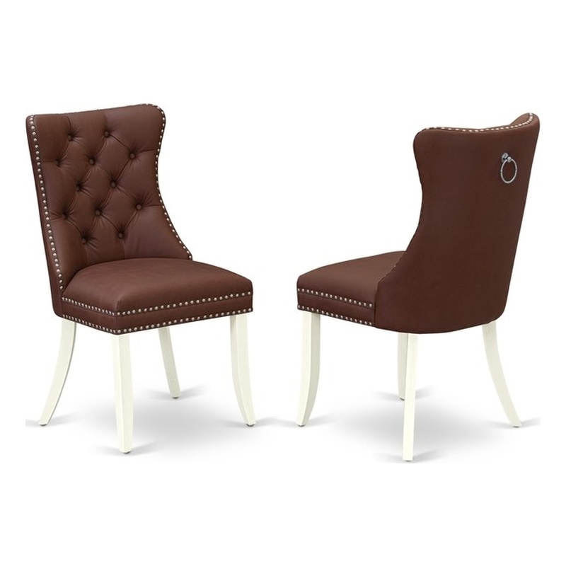 Pemberly Row Faux Leather Parson Dining Chair in Burgundy (Set of 2)