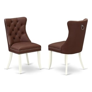 Pemberly Row Faux Leather Parson Dining Chair in Burgundy (Set of 2)