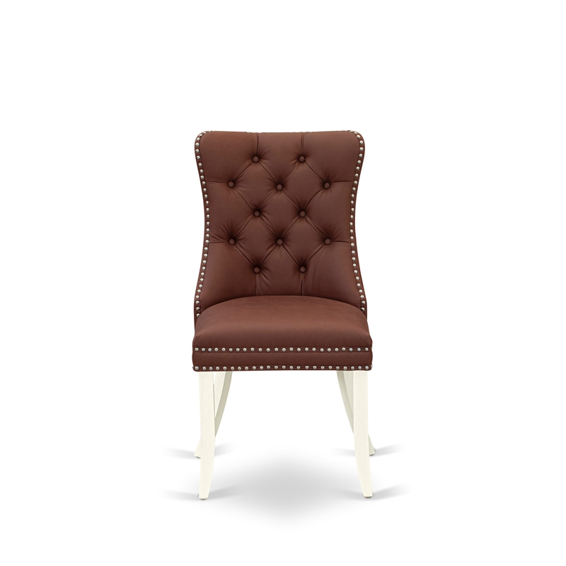 Pemberly Row Faux Leather Parson Dining Chair in Burgundy (Set of 2)