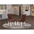 Pemberly Row Faux Leather Parson Dining Chair in Burgundy (Set of 2)