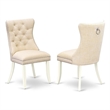 Pemberly Row Parson Dining Chair Set of 2 in Light Beige Linen Upholstery