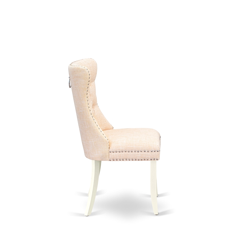 Pemberly Row Parson Dining Chair Set of 2 in Light Beige Linen Upholstery